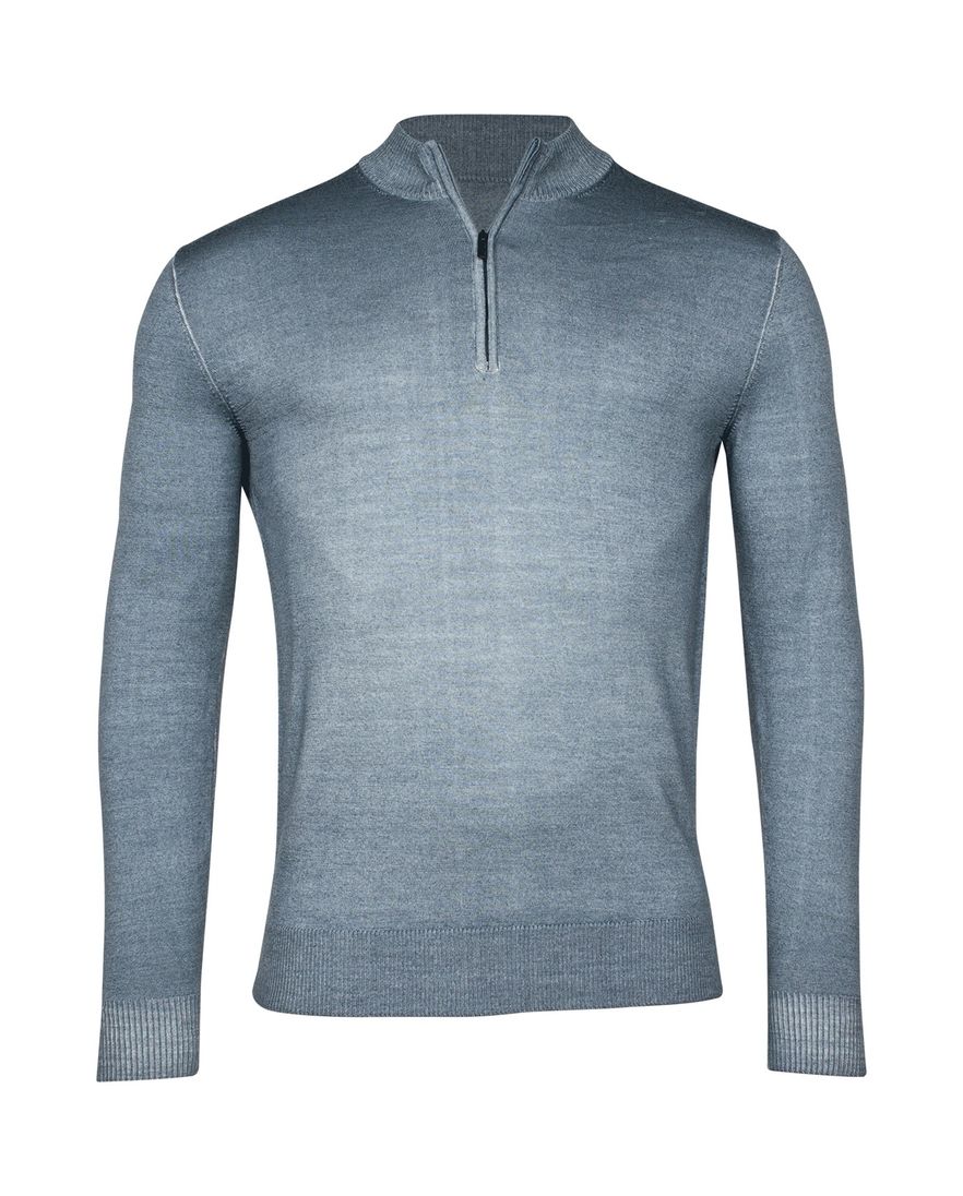 Thomas Maine trui blauw half-zip normale fit
