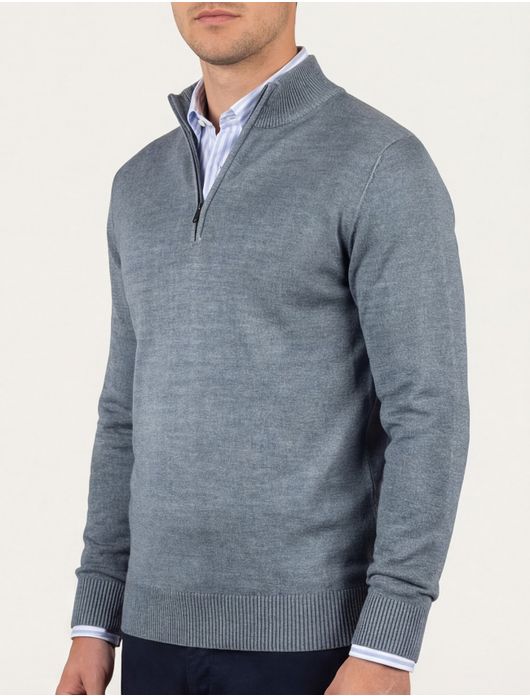 Thomas Maine trui blauw half-zip