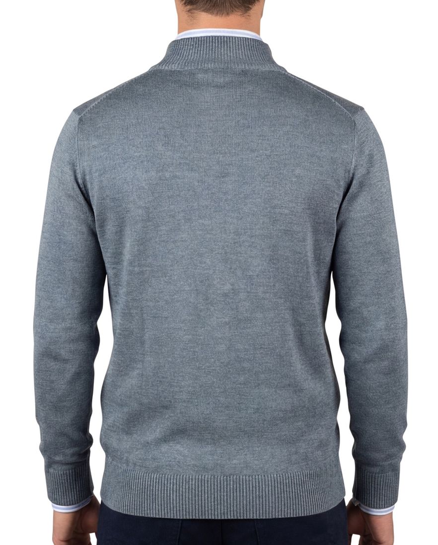 Thomas Maine trui blauw half-zip normale fit