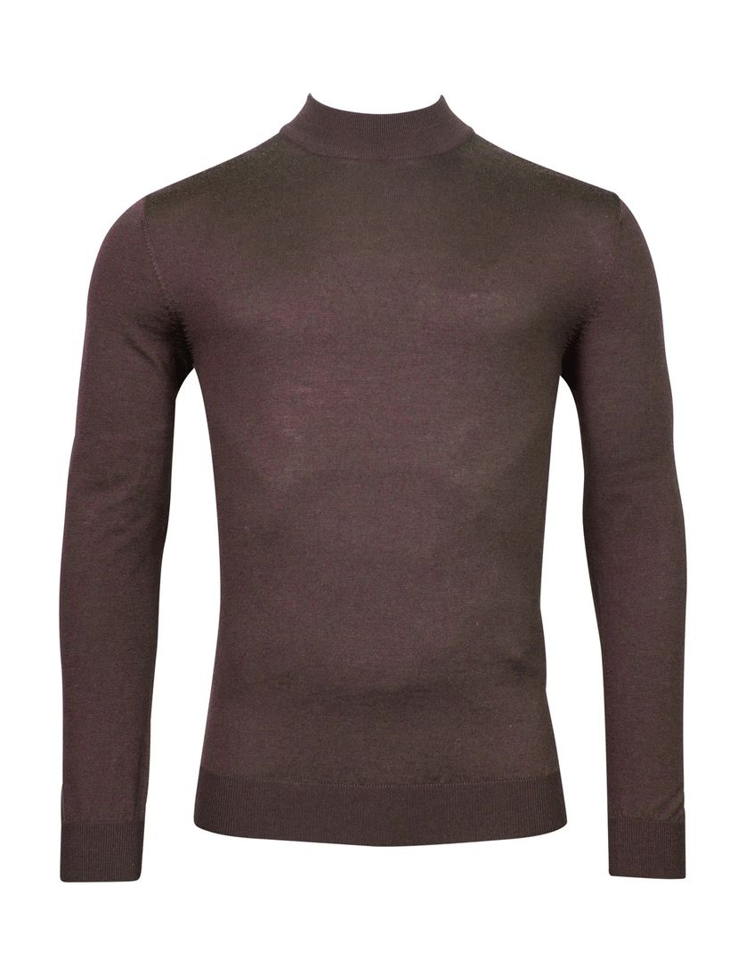 Thomas Maine turtleneck bruin normale fit 100% wol