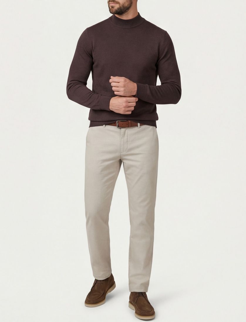 Thomas Maine turtleneck bruin normale fit 100% wol