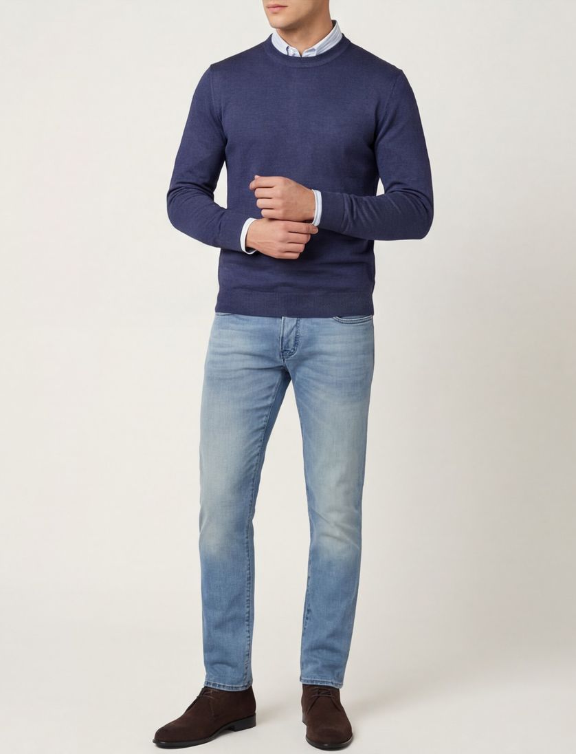 trui Thomas Maine blauw normale fit