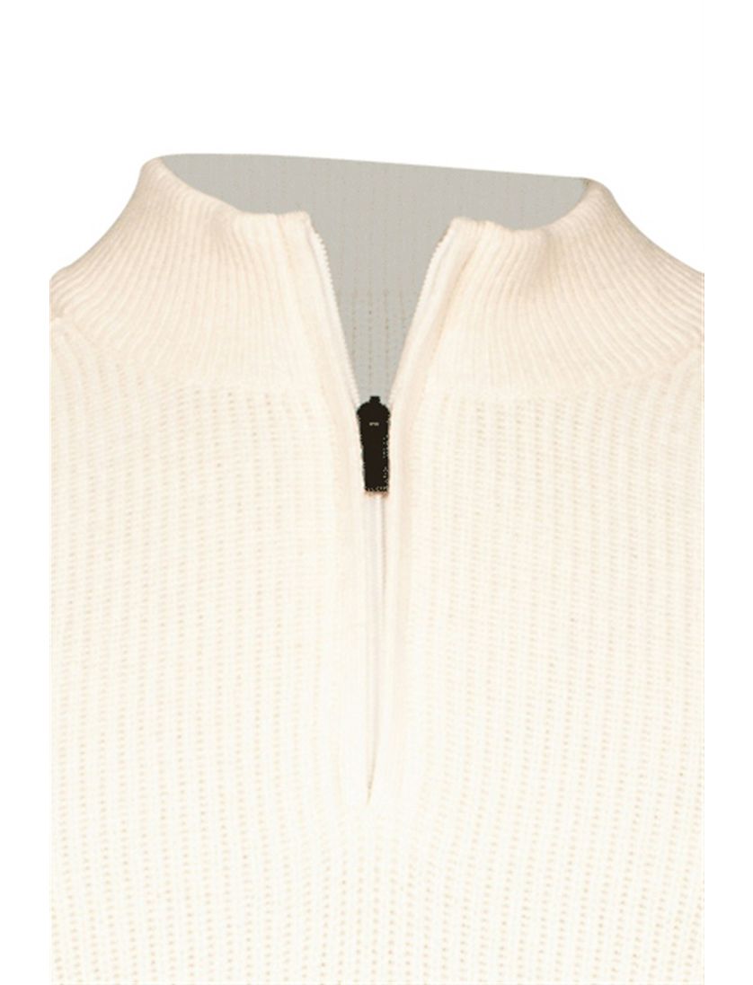 Thomas Maine gebreide trui ecru structuur normale fit 100% lamswol