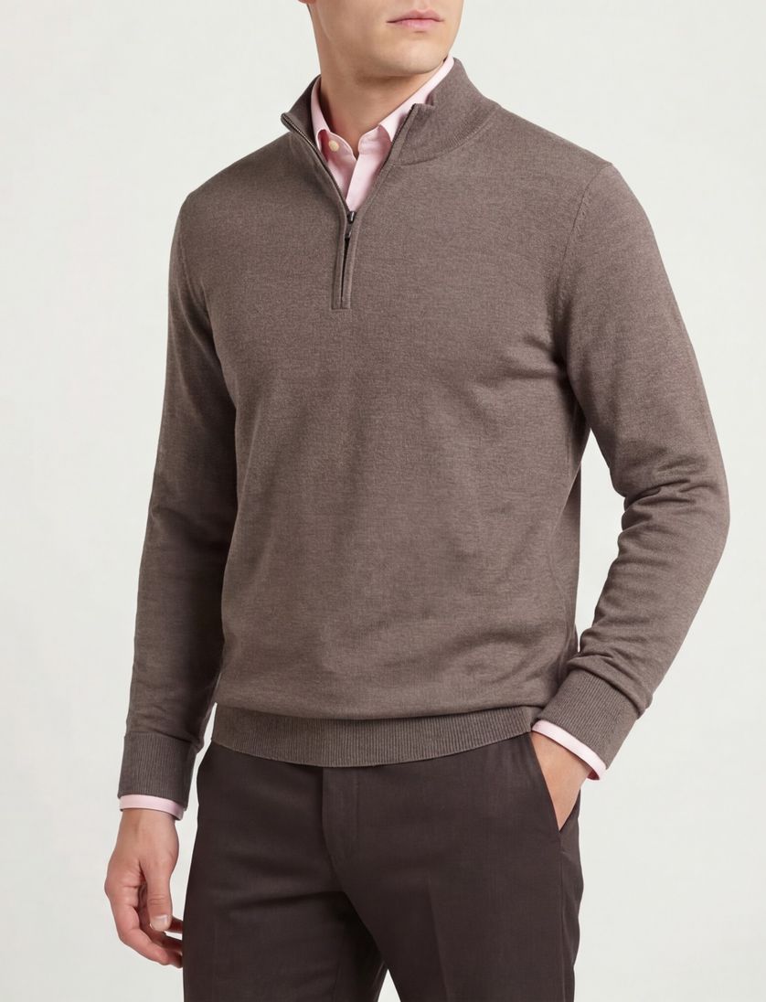 wollen trui Thomas Maine bruin normale fit