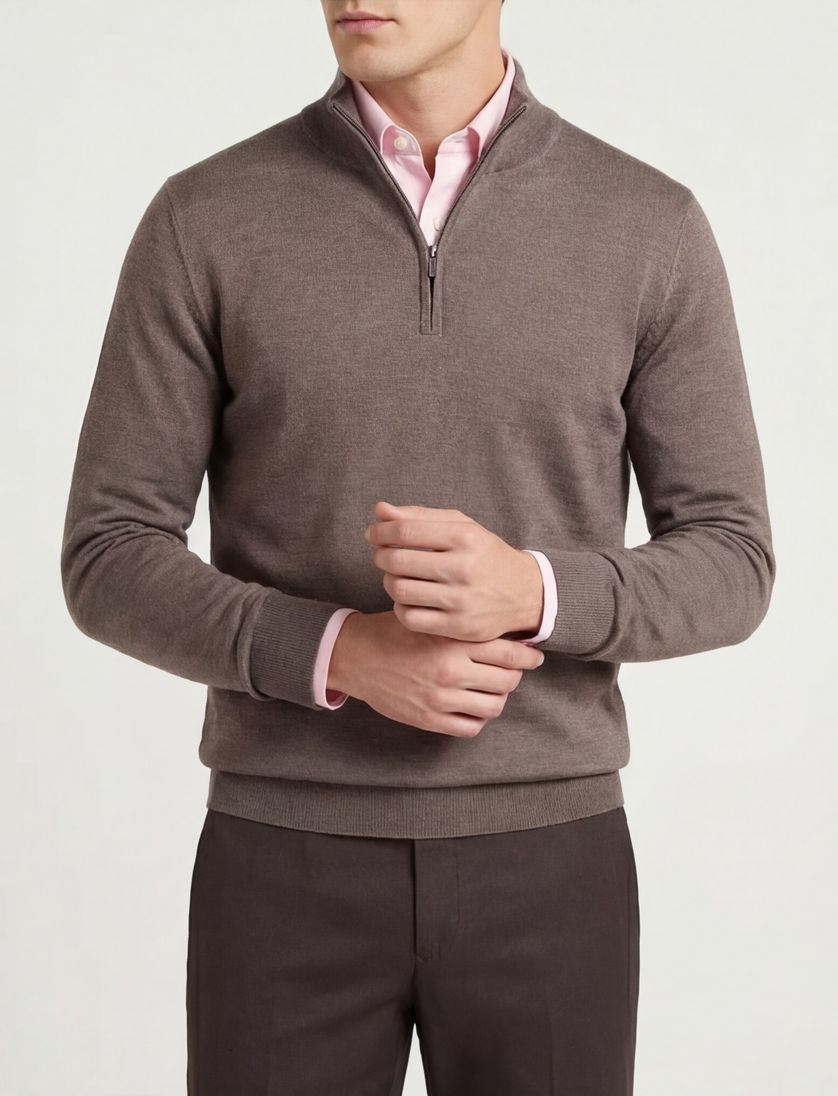 wollen trui Thomas Maine bruin normale fit