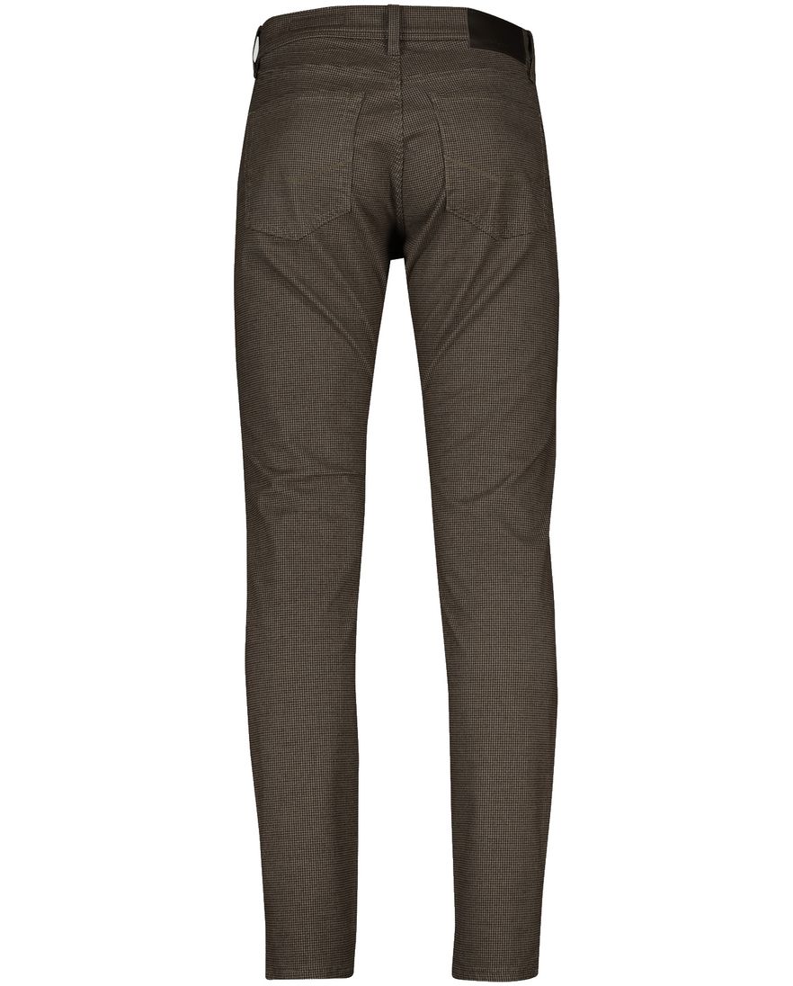 Pierre Cardin 5-pocket bruin geruit normale fit