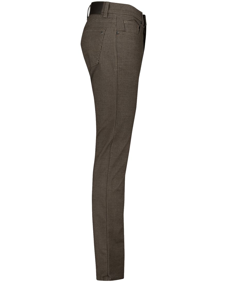 Pierre Cardin 5-pocket bruin geruit normale fit