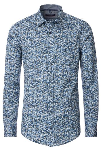 Casa Moda Casa Moda casual overhemd print blauw semi-wide spread