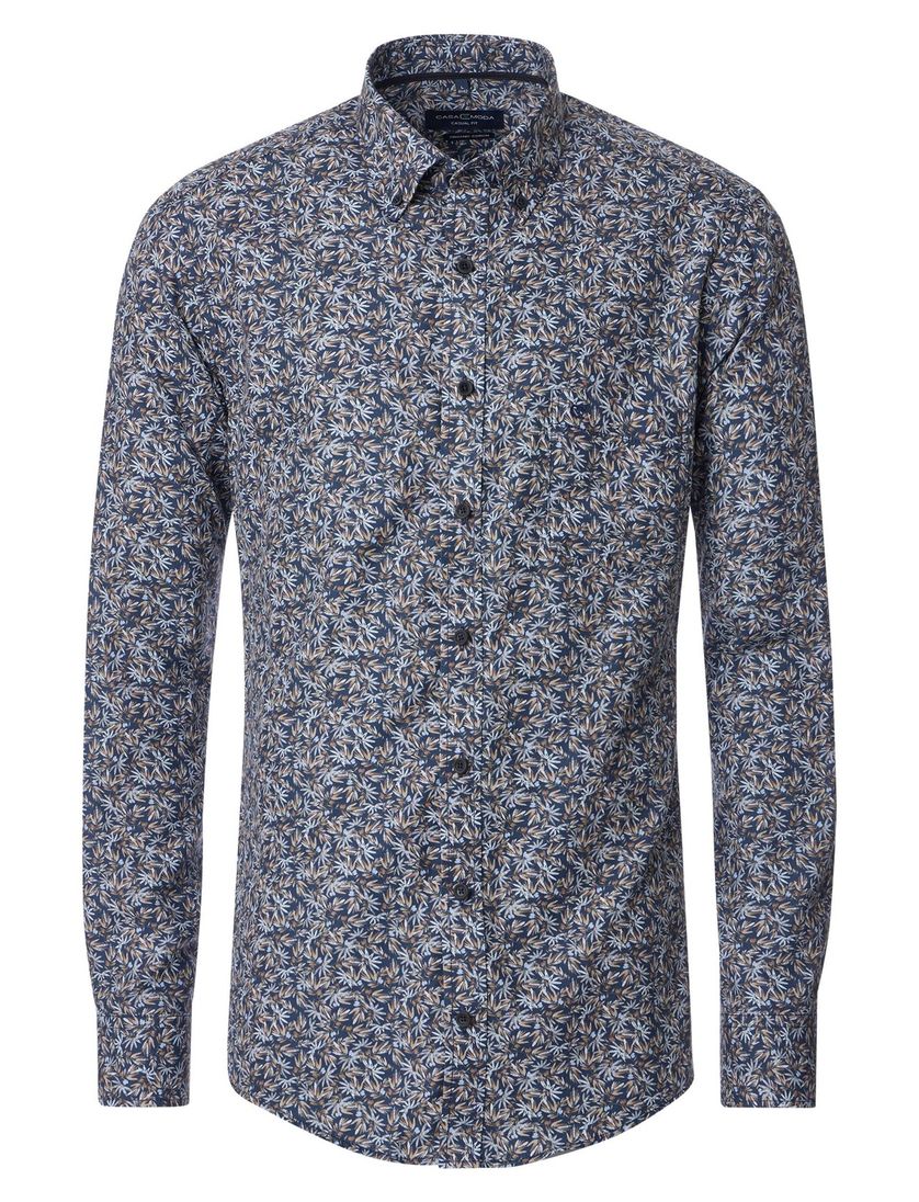 casual overhemd Casa Moda blauw print borstzak