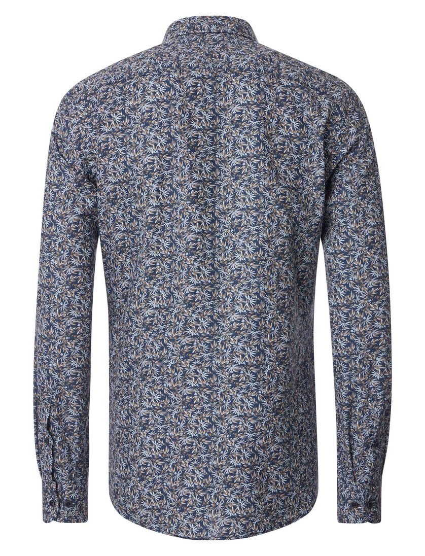 casual overhemd Casa Moda blauw print borstzak