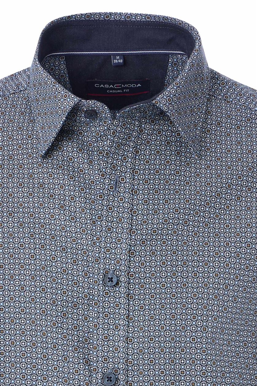 casual overhemd Casa Moda donkerblauw geprint