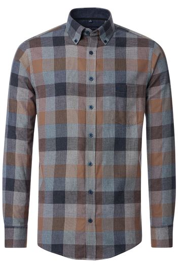 Casa Moda Casa Moda casual overhemd blauw geruit borstzak