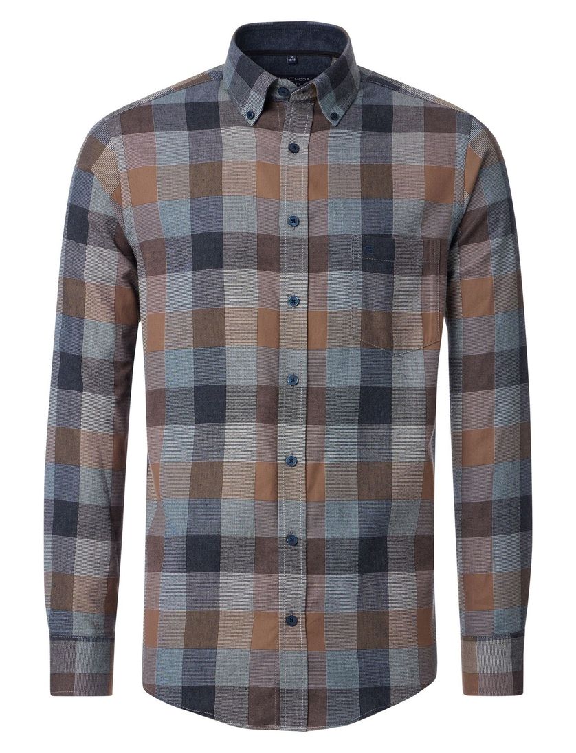 casual overhemd Casa Moda blauw geruit wijde fit