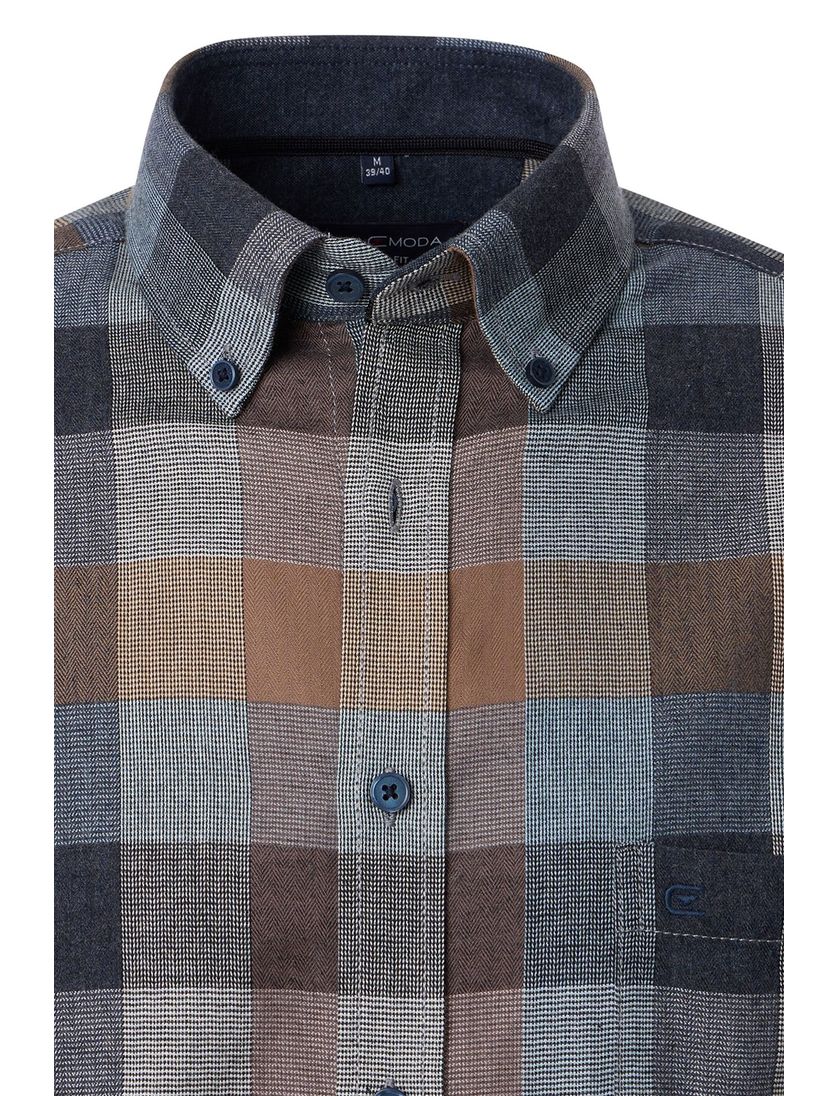 casual overhemd Casa Moda blauw geruit wijde fit