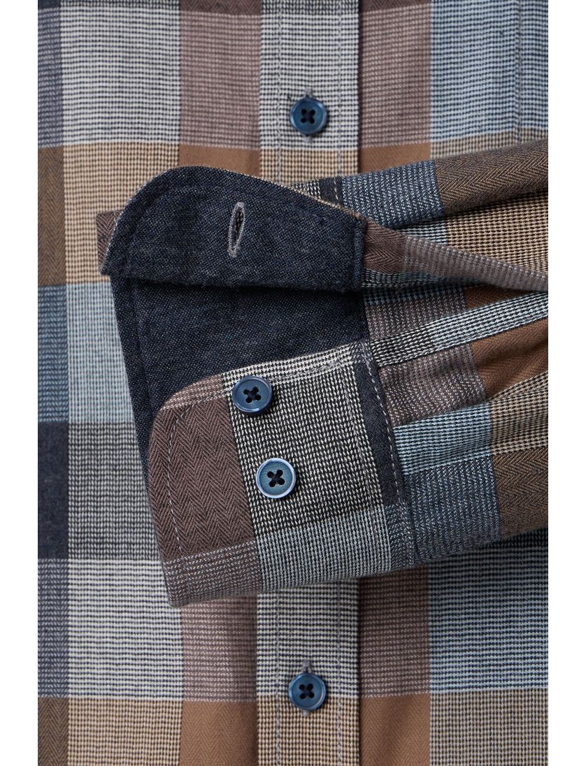 casual overhemd Casa Moda blauw geruit wijde fit