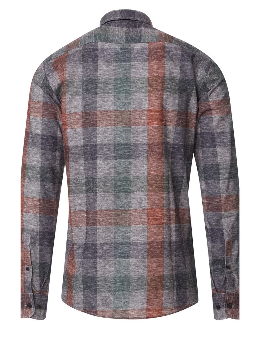 Overhemd Casa Moda grijs geruit wijde fit katoen