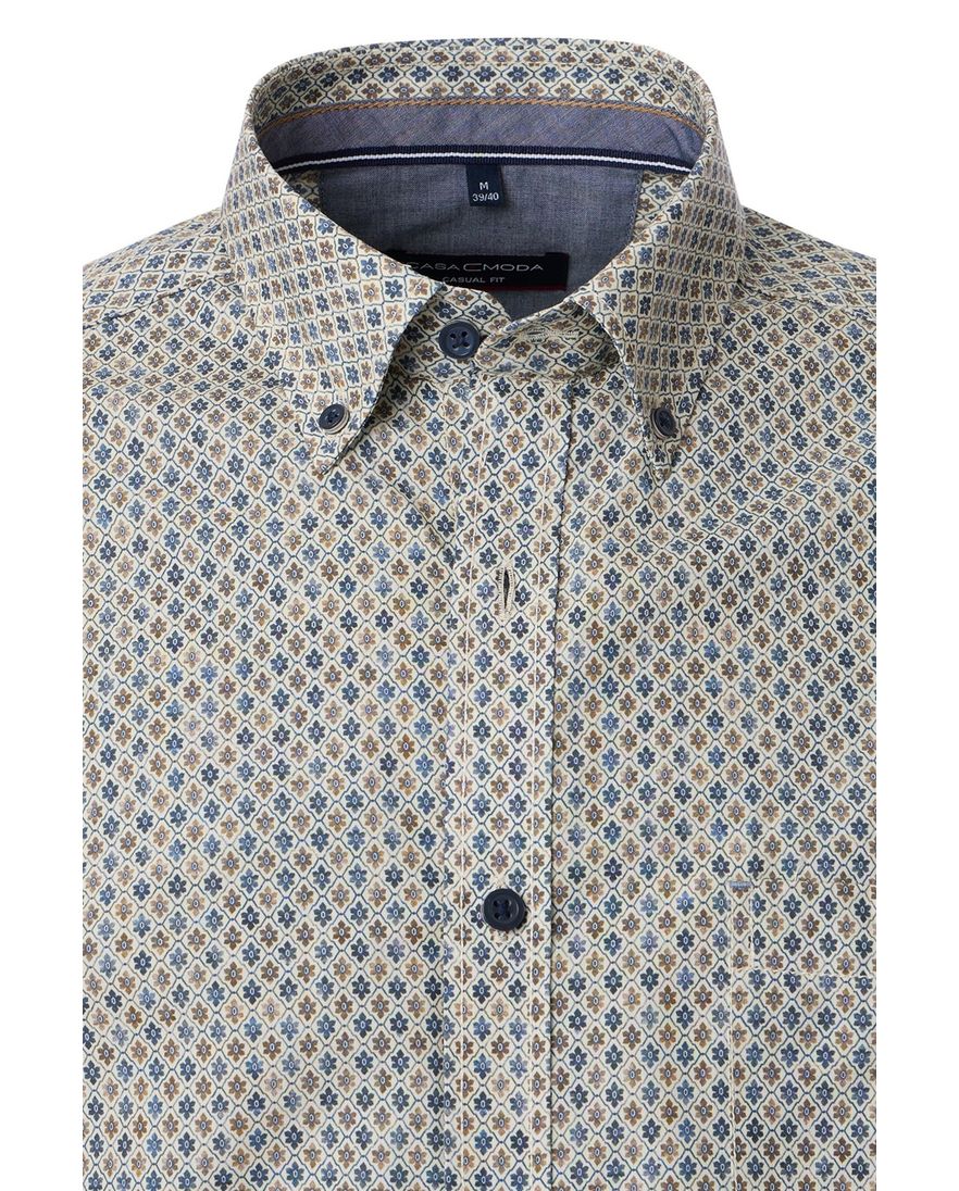 Casa Moda casual overhemd blauw geprint button-down boord