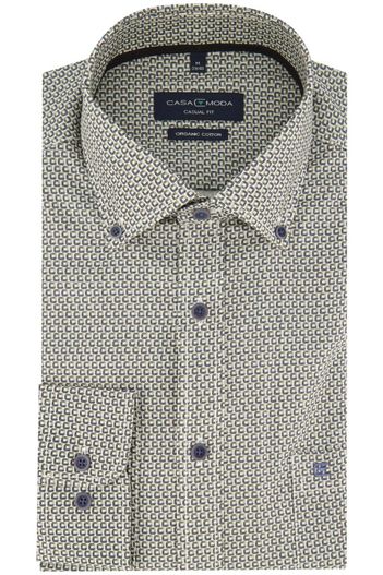 Casa Moda Casa Moda overhemd groen geprint casual fit