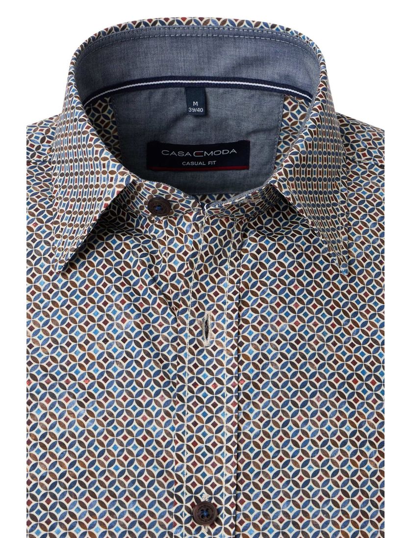 Overhemd Casa Moda bruin print 100% katoen