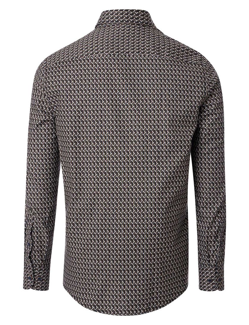 Casa Moda overhemd bruin geprint met borstzak