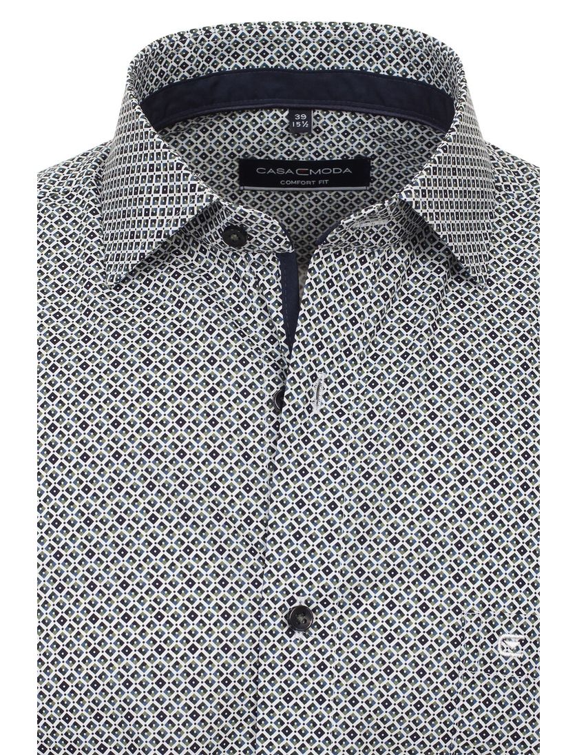 business overhemd Casa Moda Comfort Fit groen print