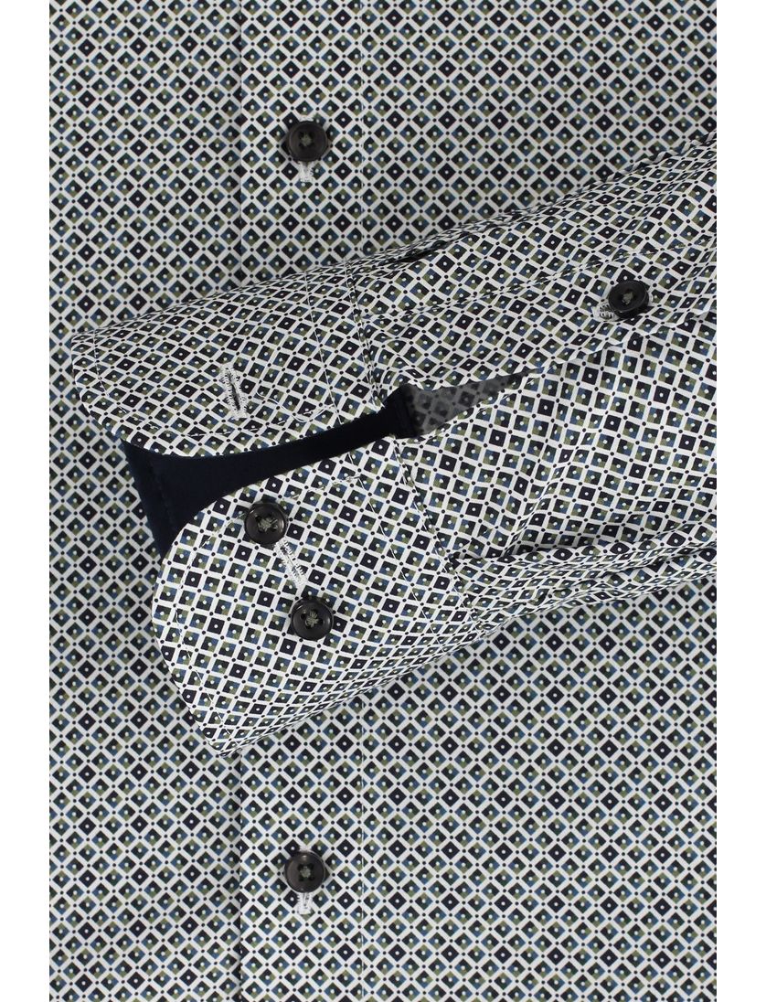 business overhemd Casa Moda Comfort Fit groen print