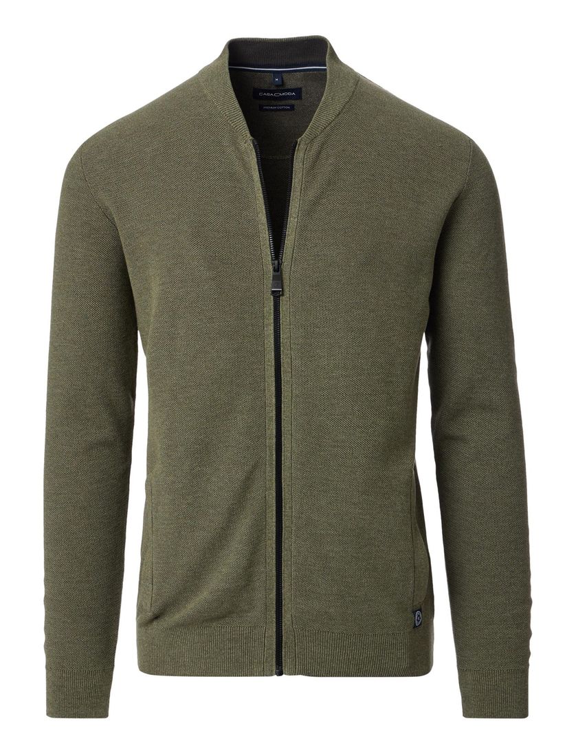 Casa Moda vest groen gemeleerd katoen