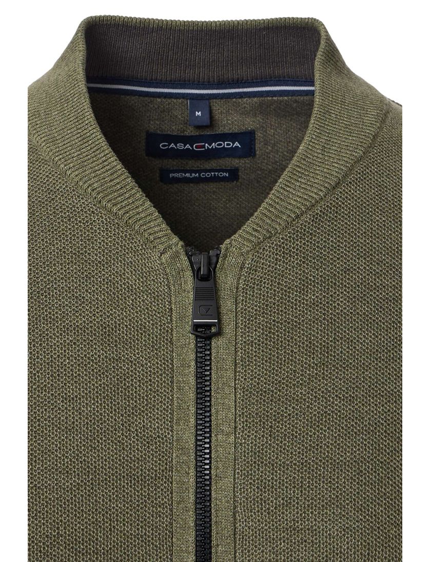 Casa Moda vest groen gemeleerd katoen