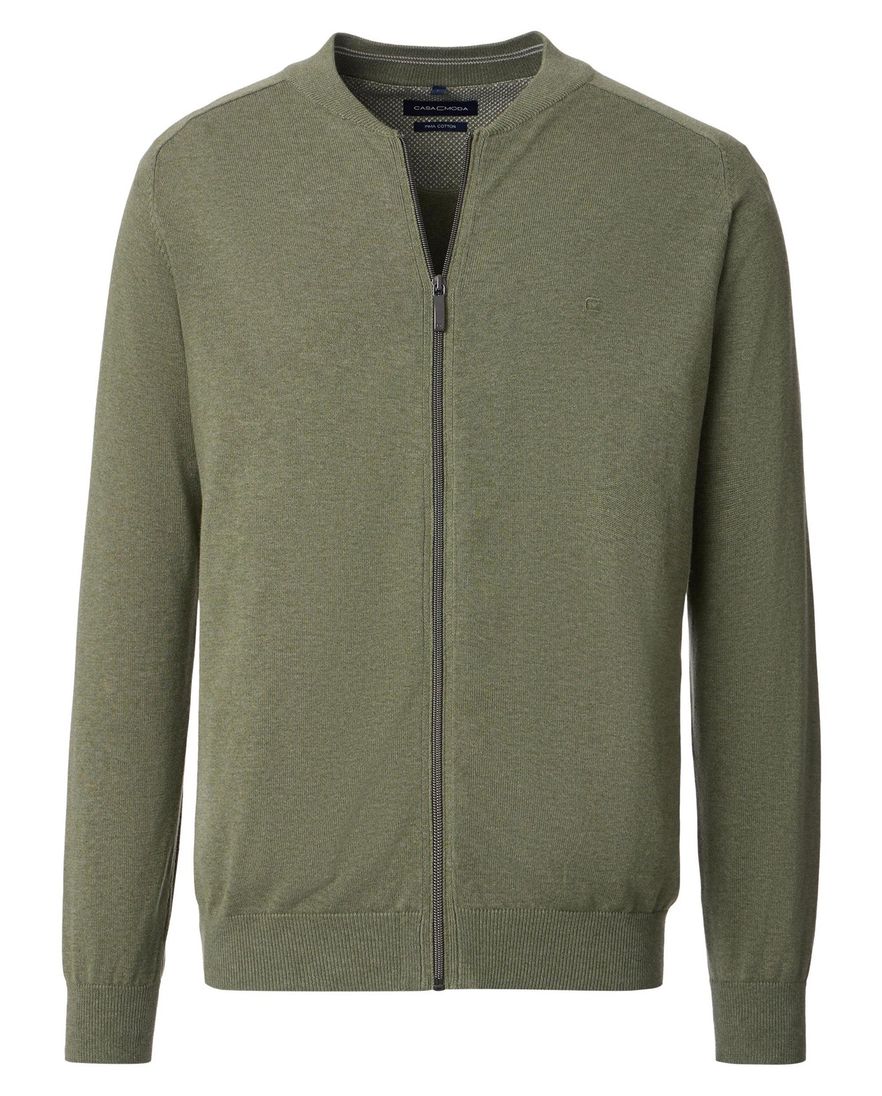 Casa Moda vest groen rits wijde fit gemêleerd