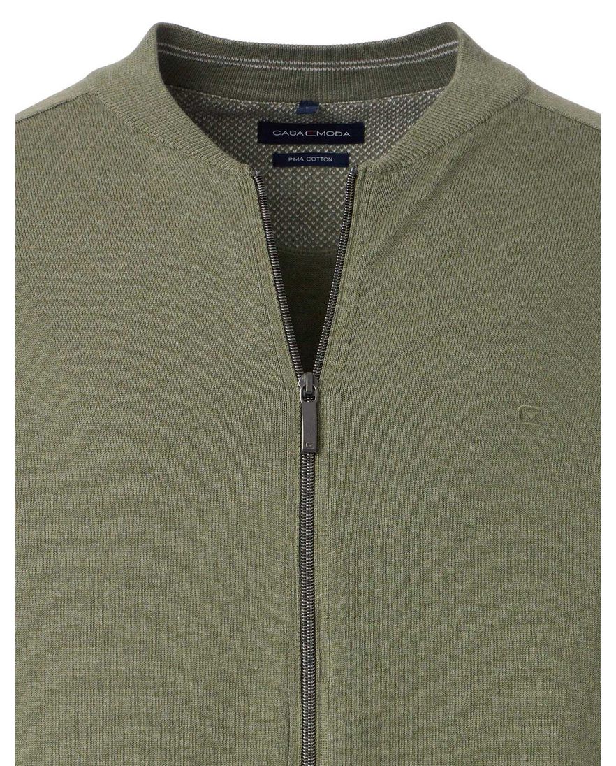 Casa Moda vest groen rits wijde fit gemêleerd