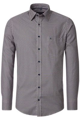 Casa Moda Casa Moda Casual Fit overhemd donkerblauw geprint met borstzak