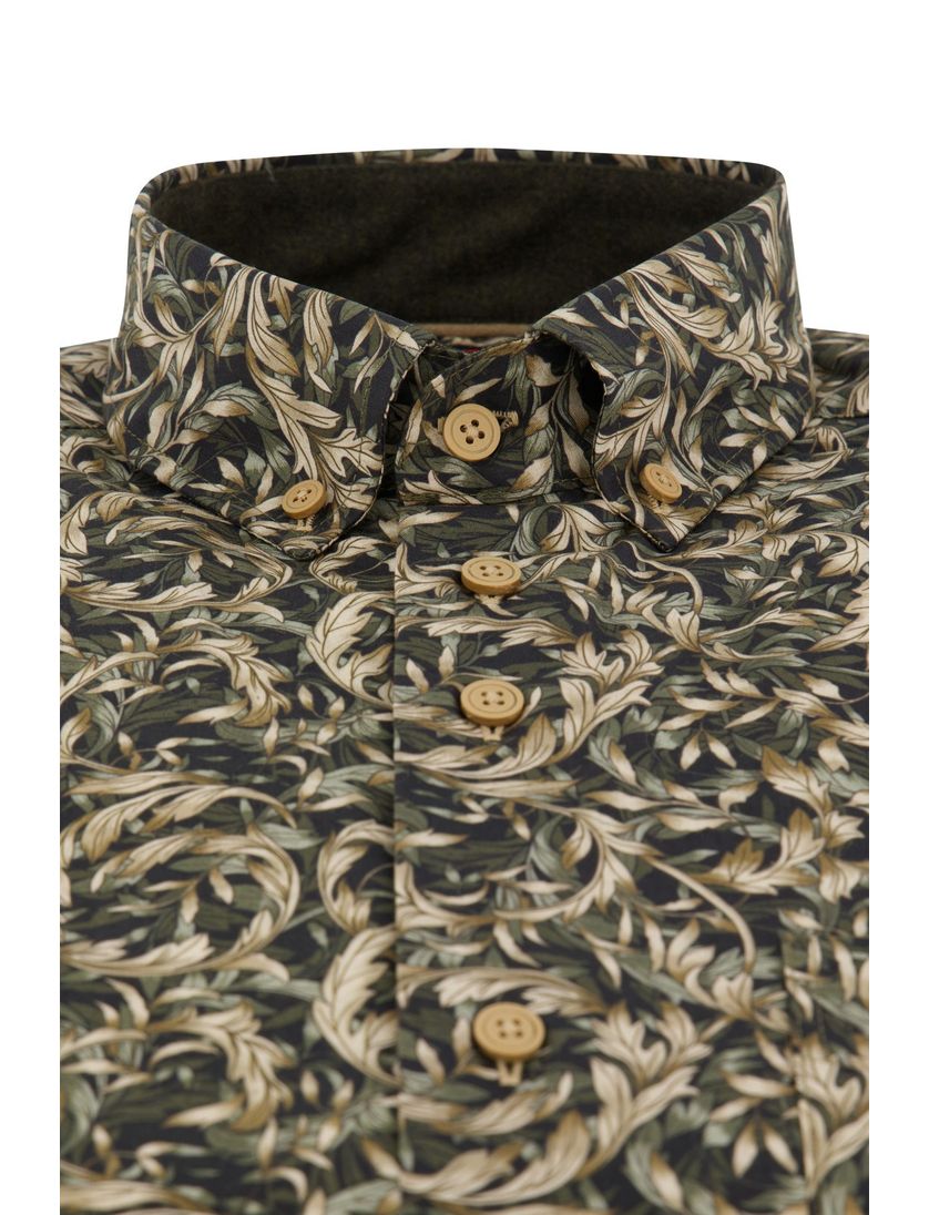 casual overhemd Portofino Regular Fit groen bladeren print