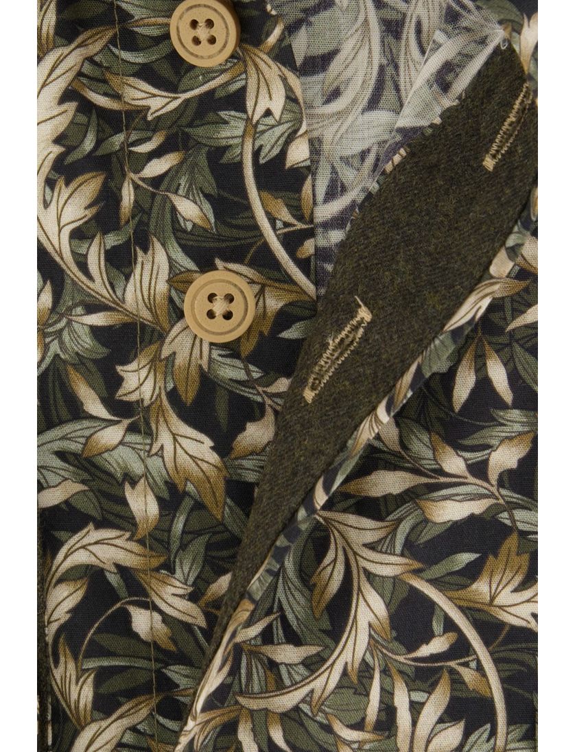 casual overhemd Portofino Regular Fit groen bladeren print