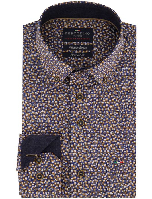 casual overhemd blauw Portofino Regular Fit