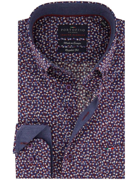 casual overhemd blauw Portofino Regular Fit