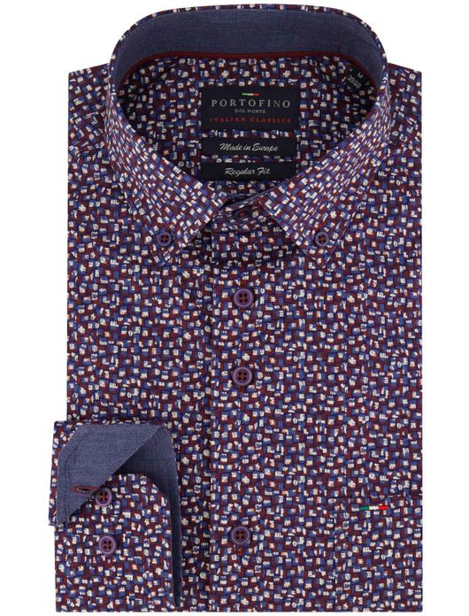 casual overhemd blauw Portofino Regular Fit