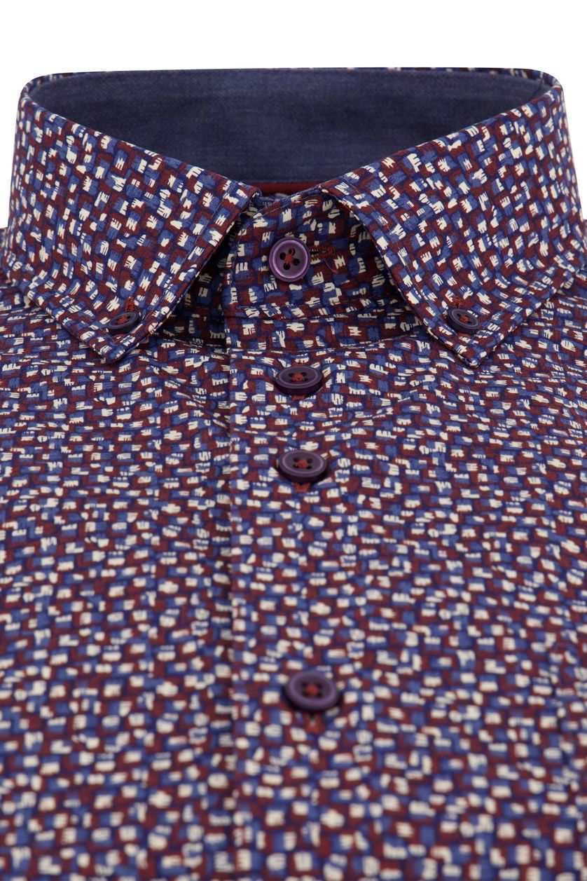 bordeaux geprint overhemd Portofino wijde fit katoen