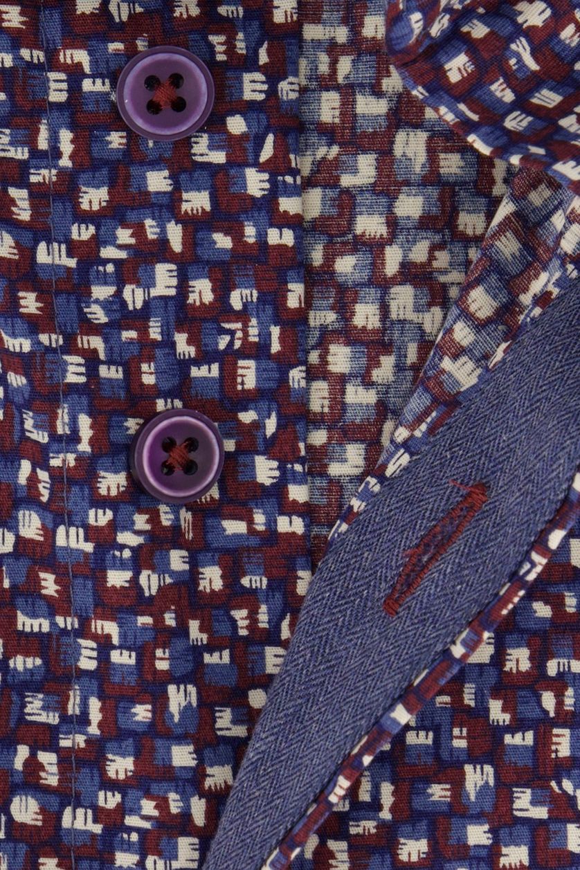 bordeaux geprint overhemd Portofino wijde fit katoen