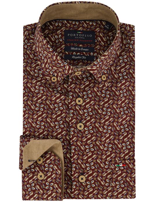 casual overhemd rood Portofino Regular Fit
