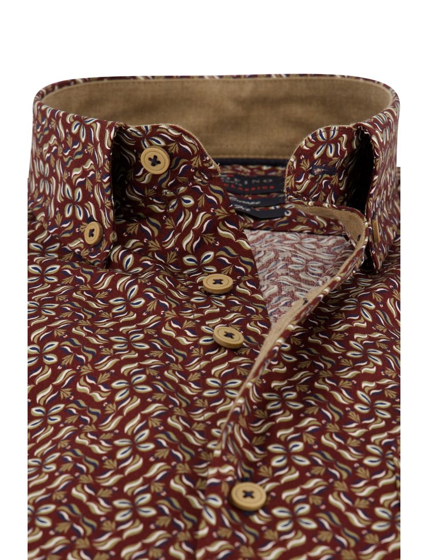 Portofino overhemd rood geprint wijde fit