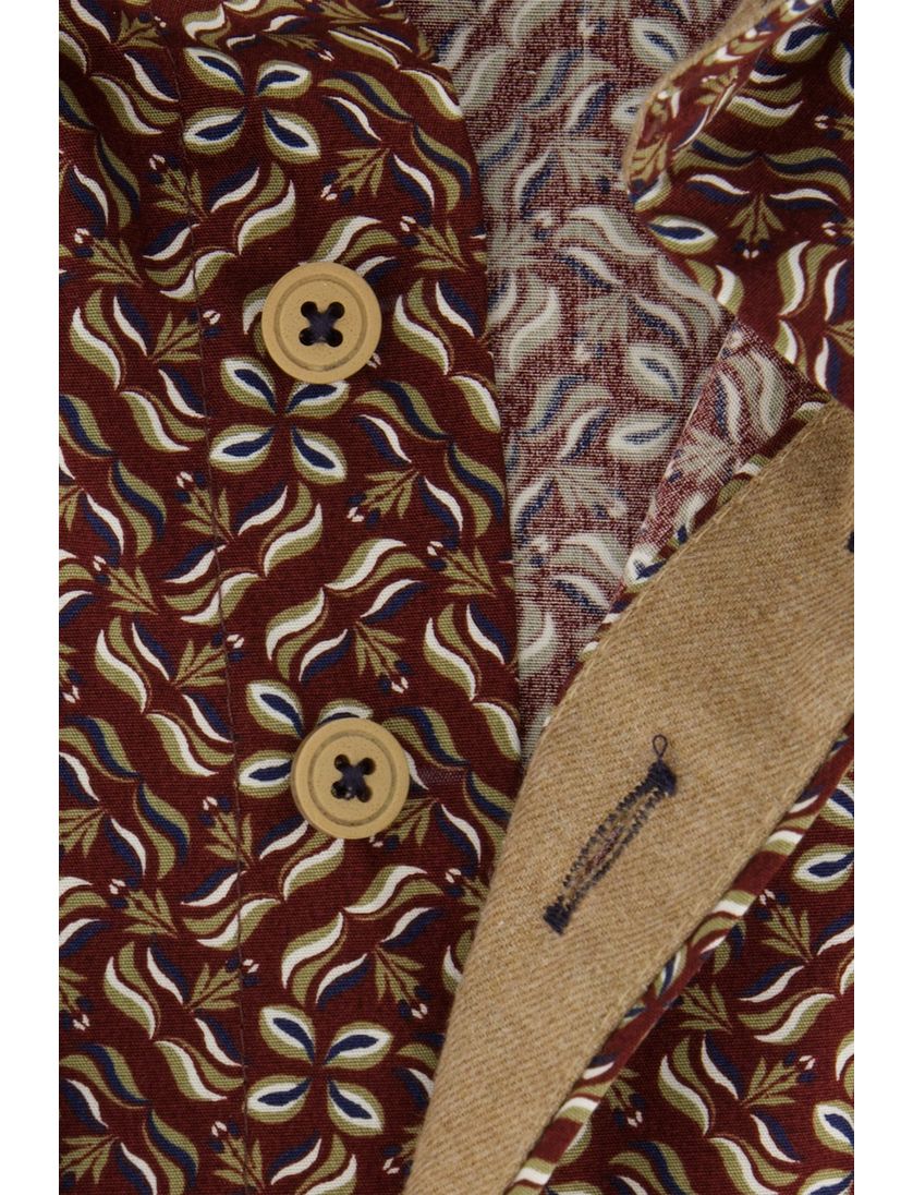 Portofino overhemd rood geprint wijde fit