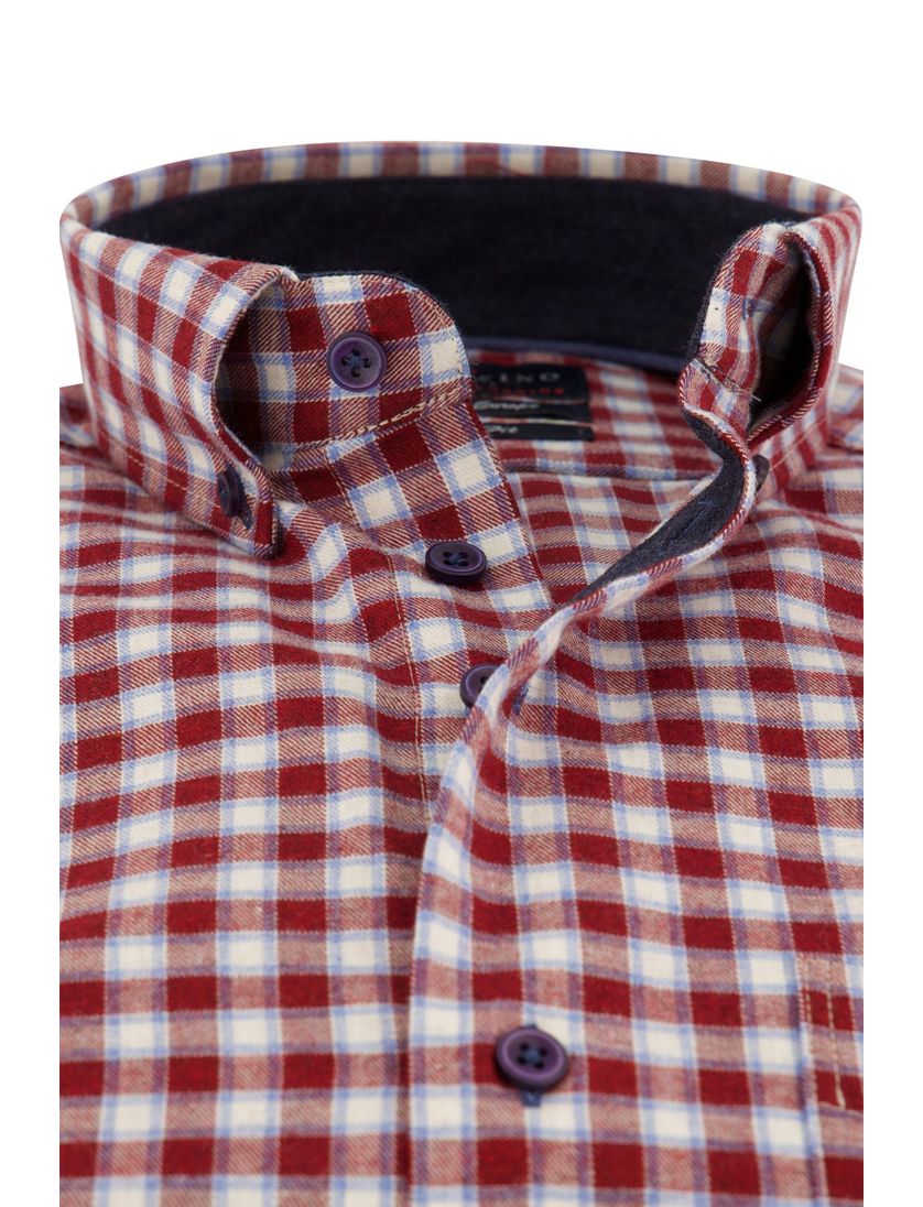 Portofino overhemd rood geruit flanel wijde fit
