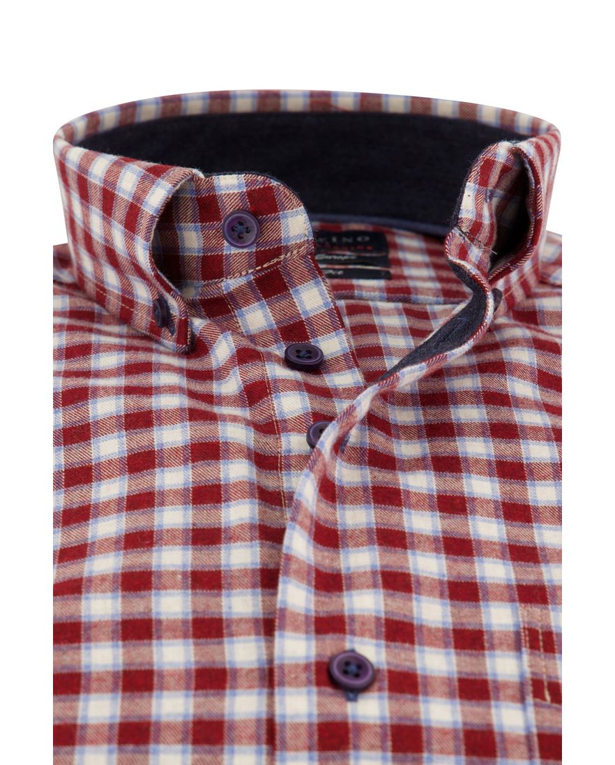 Portofino wijde fit overhemd rood geruit