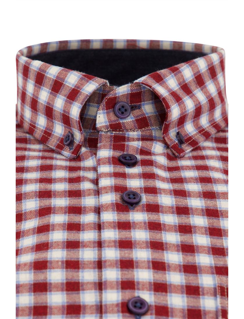 Portofino overhemd rood geruit flanel wijde fit