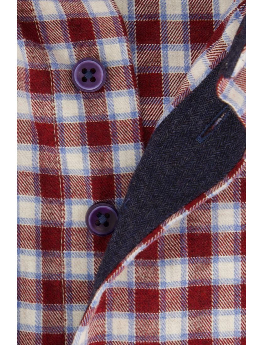 Portofino overhemd rood geruit flanel wijde fit