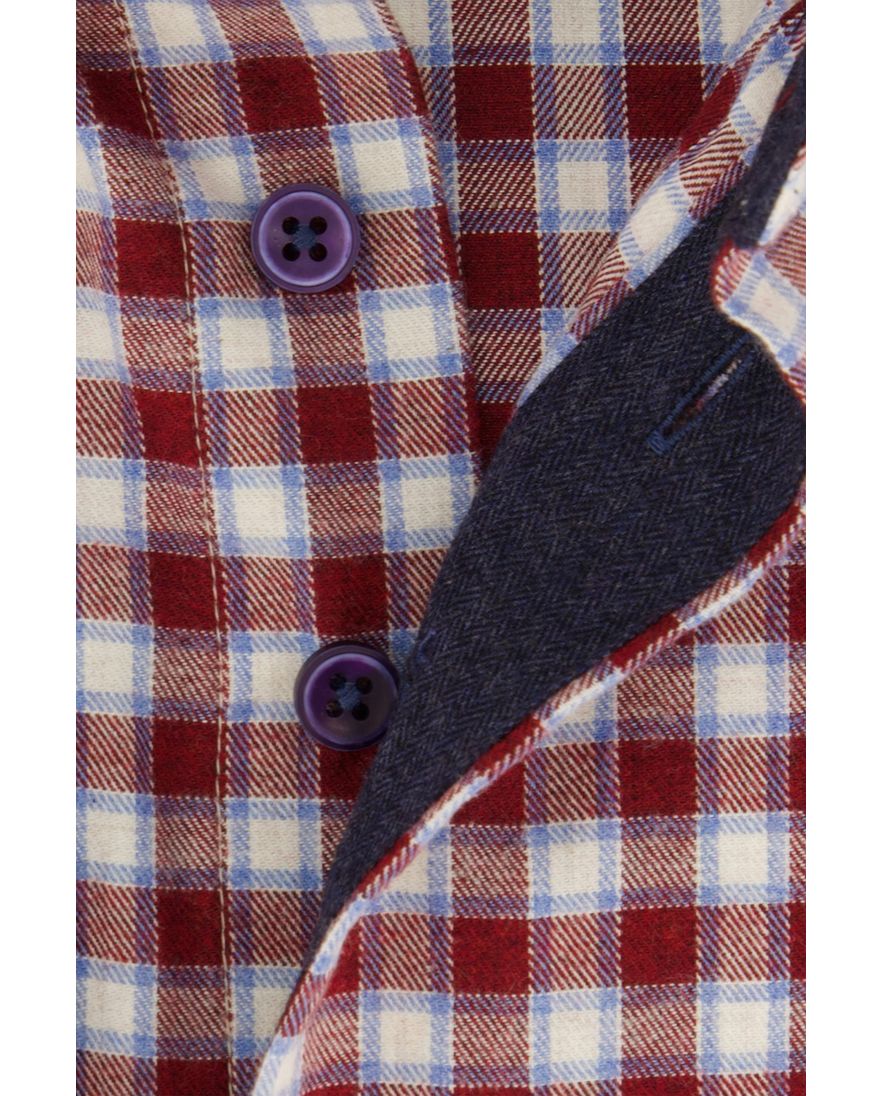 Portofino wijde fit overhemd rood geruit