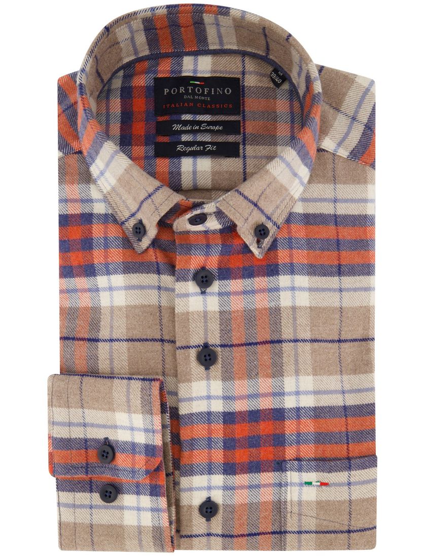 Portofino overhemd flanel beige geruit