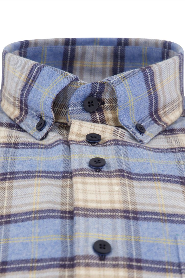 Portofino overhemd blauw geruit wijde fit