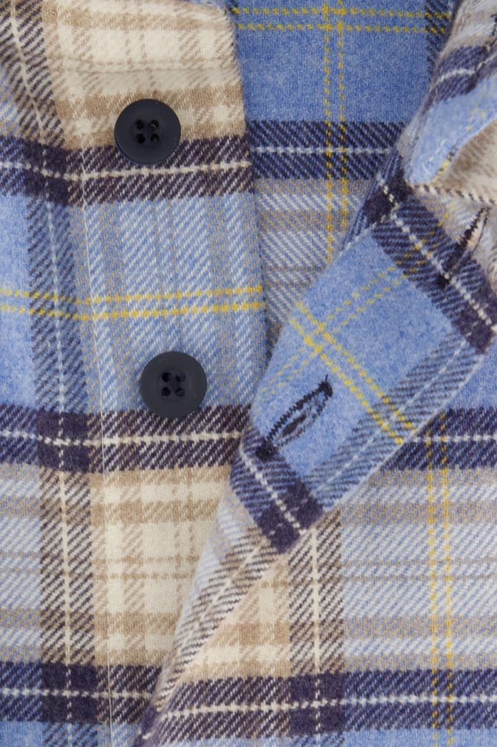 Portofino overhemd blauw geruit wijde fit