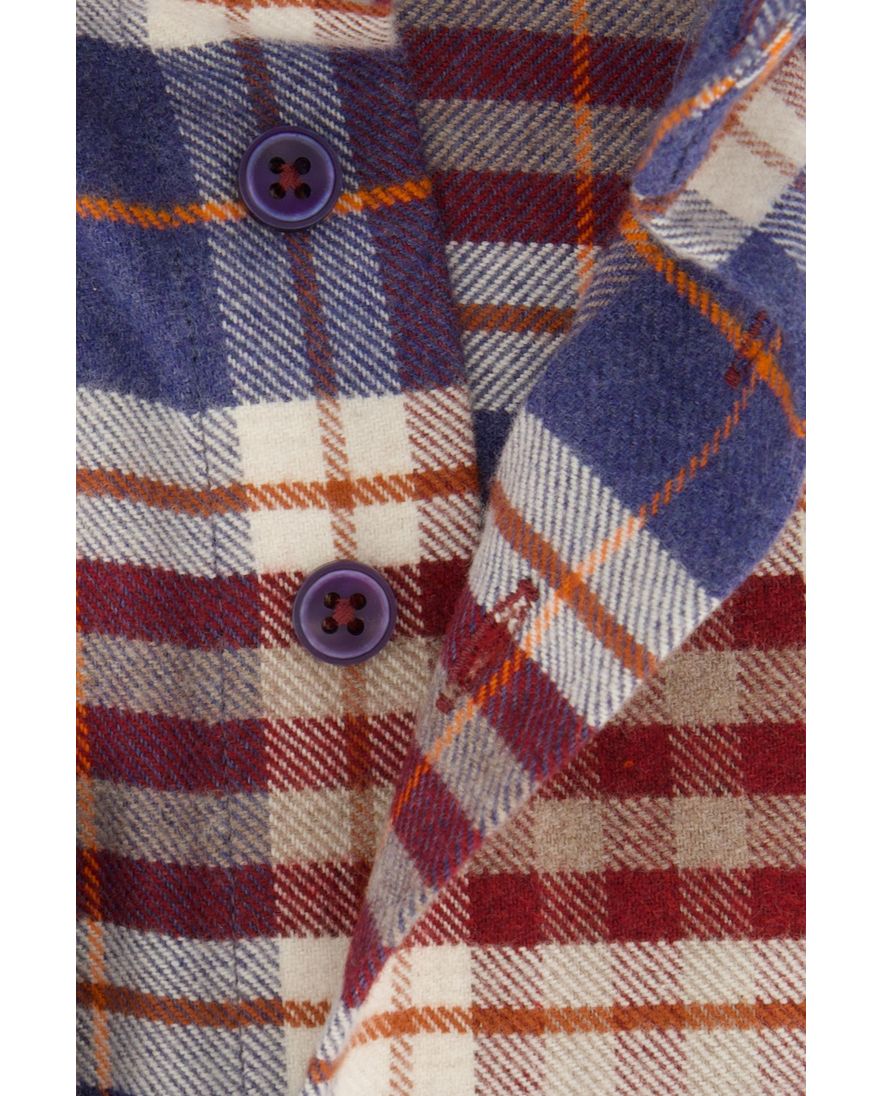 Portofino wijde fit overhemd rood geruit flanel